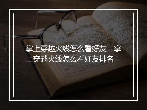 掌上穿越火线怎么看好友　掌上穿越火线怎么看好友排名